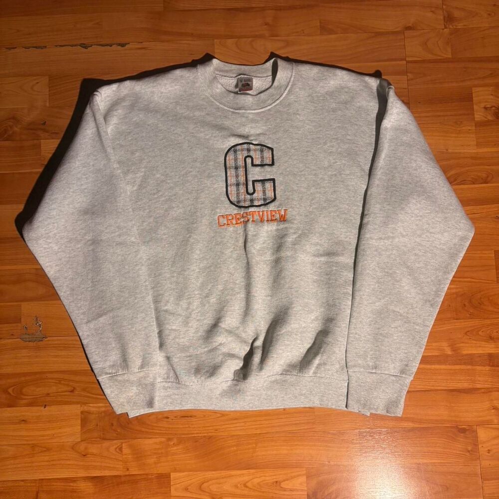 Vintage Crestview Preppy Collegiate Sweatshirt Grey Size XL College Style